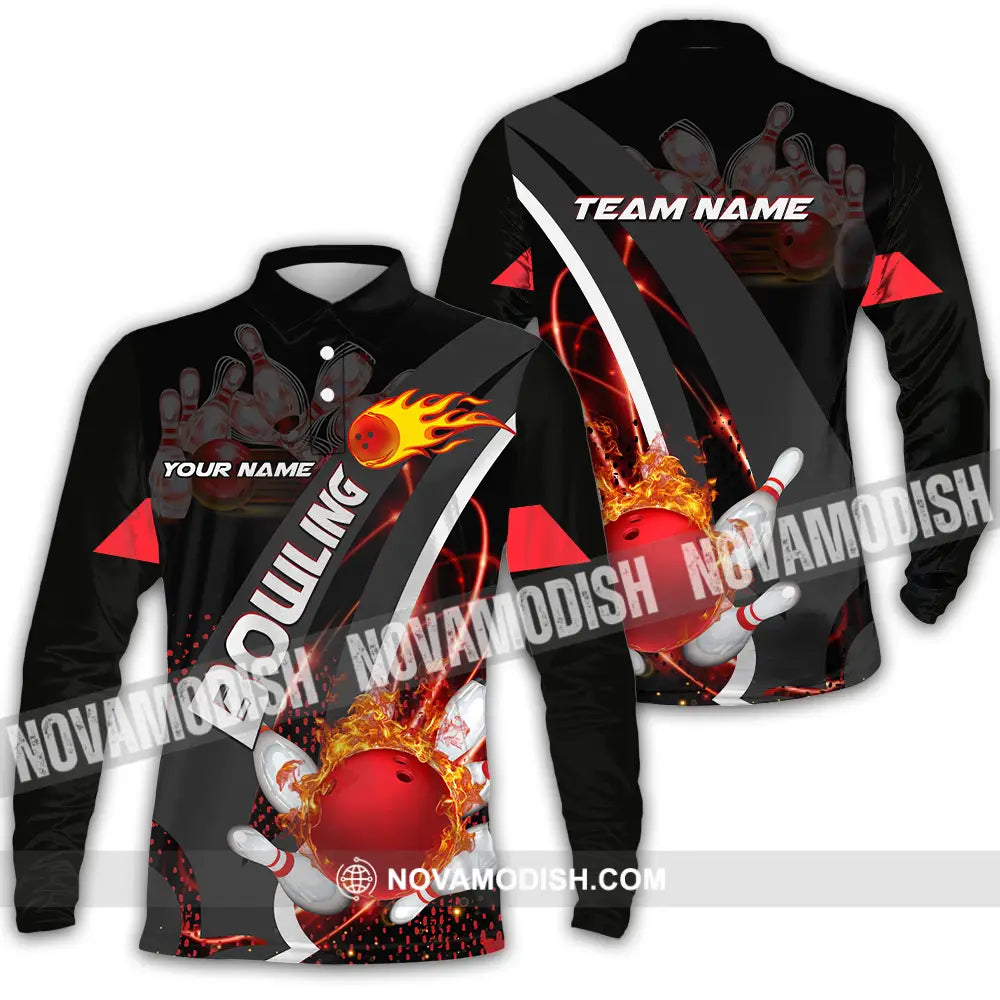 Unisex Shirt - Custom Name Shirt Classic Bowling Lover Long Sleeve Polo / S T-shirt