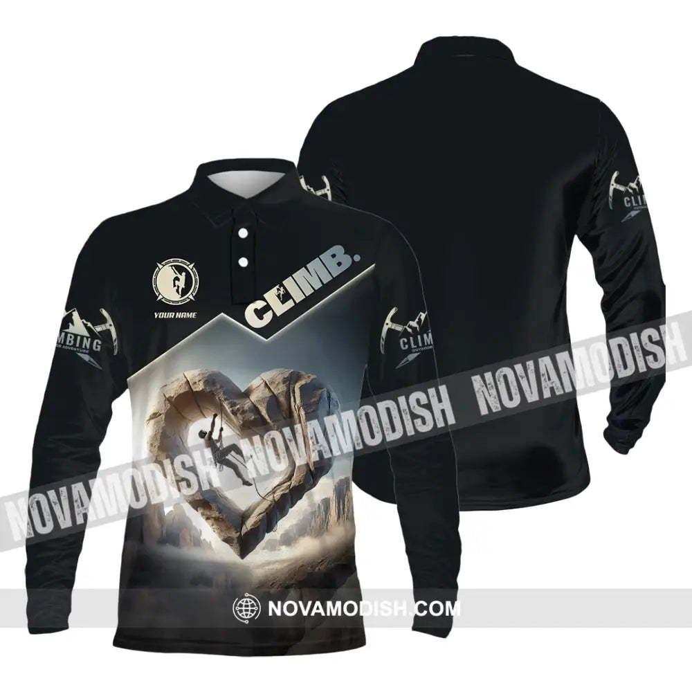 Unisex Shirt Custom Name Climb Long Sleeve T-Shirt Polo / S T-Shirt