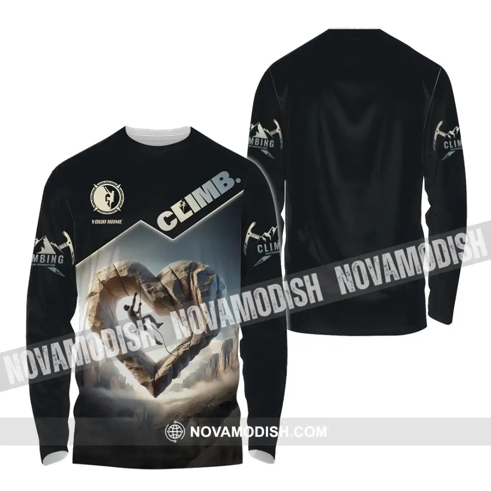 Unisex Shirt Custom Name Climb Long Sleeve T-Shirt / S T-Shirt