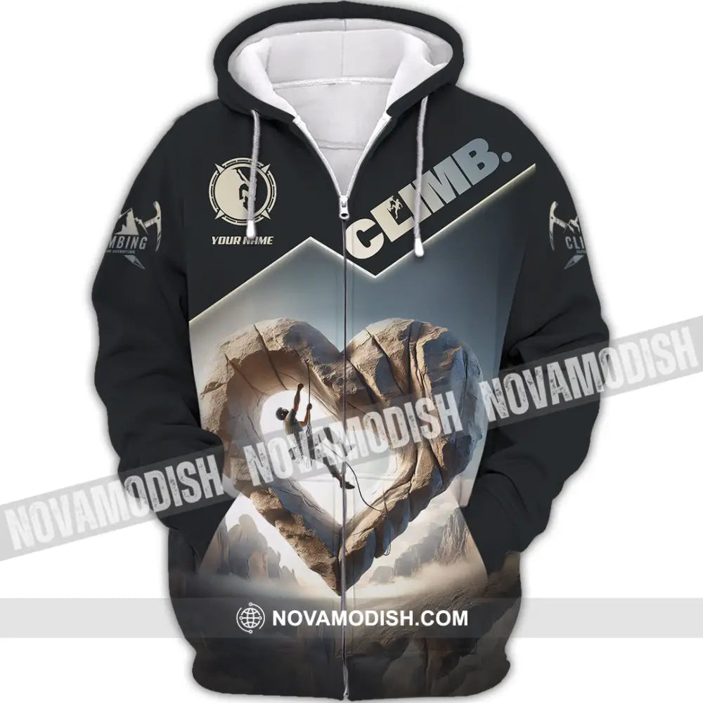 Unisex Shirt Custom Name Climb Long Sleeve T-Shirt Zipper Hoodie / S T-Shirt