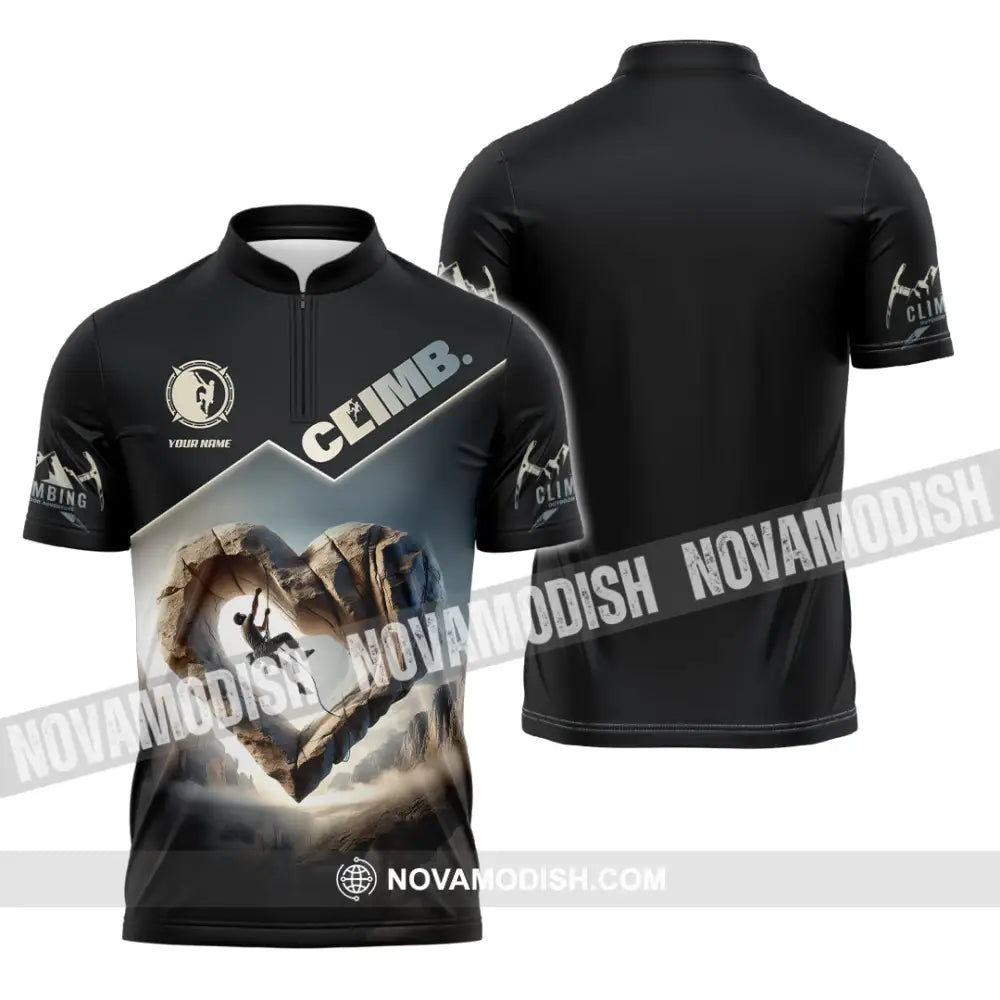 Unisex Shirt Custom Name Climb Long Sleeve T-Shirt Zipper Polo / S T-Shirt