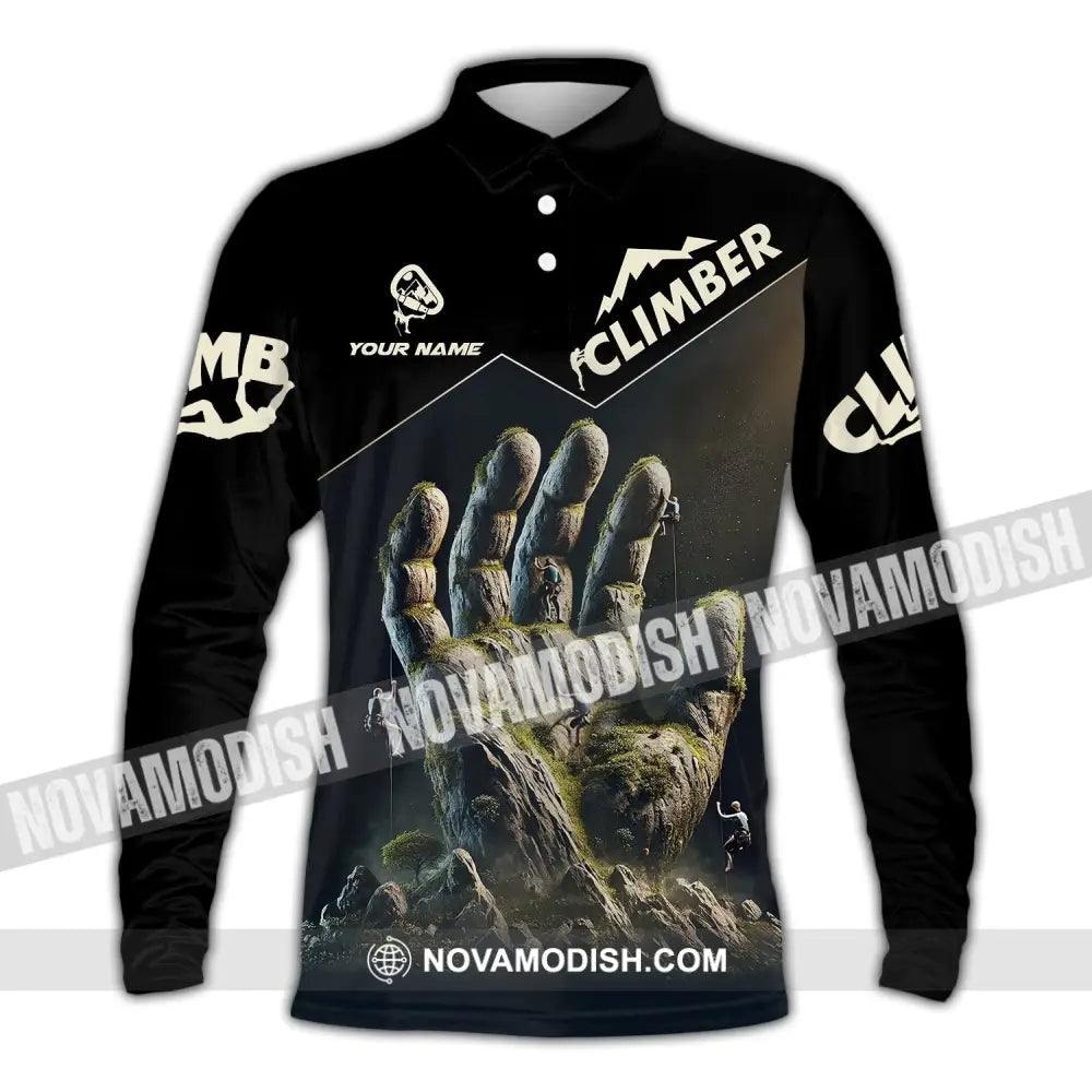 Unisex Shirt Custom Name Climbing Gift For Lover Long Sleeve Polo / S T-Shirt