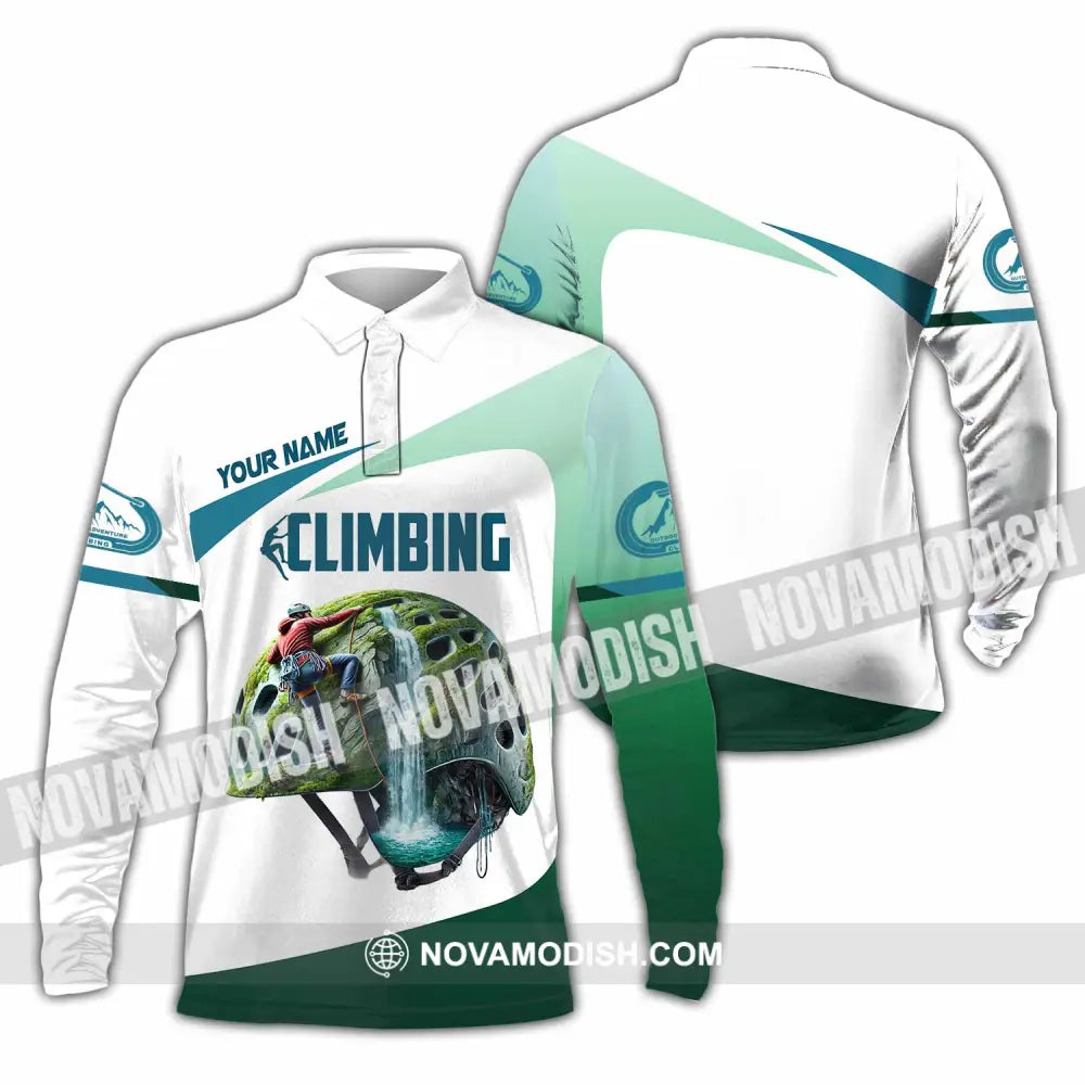 Unisex Shirt Custom Name Climbing Gift For Lover Long Sleeve Polo / S T-Shirt