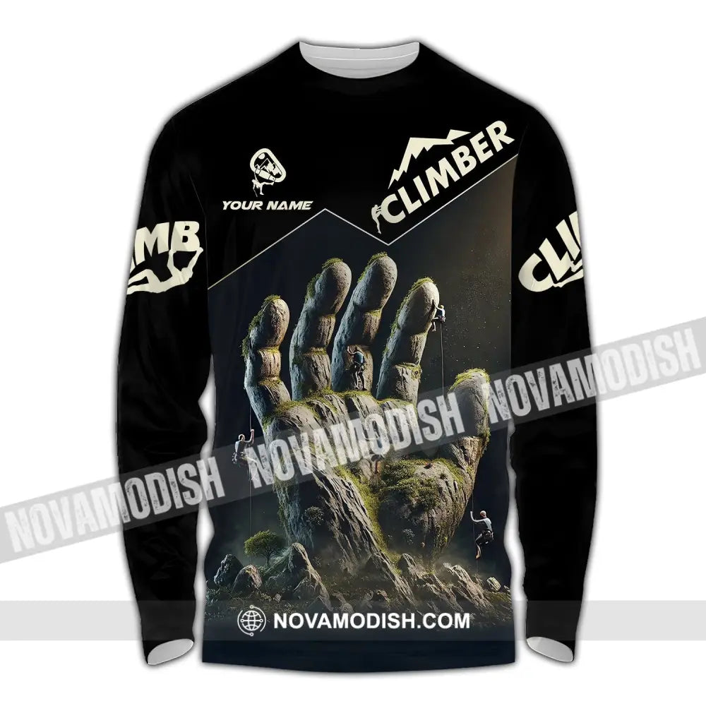 Unisex Shirt Custom Name Climbing Gift For Lover Long Sleeve / S T-Shirt