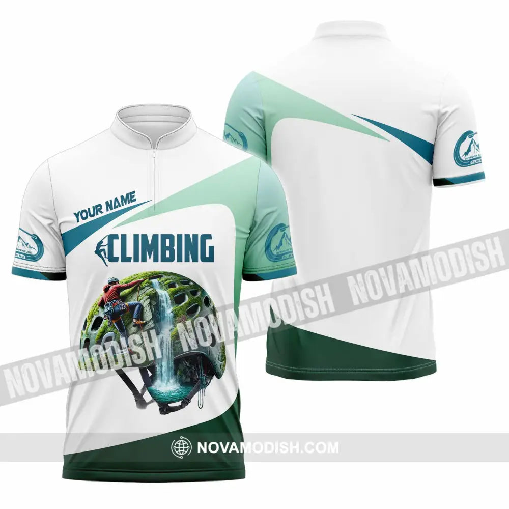 Unisex Shirt Custom Name Climbing Gift For Lover Zipper Polo / S T-Shirt