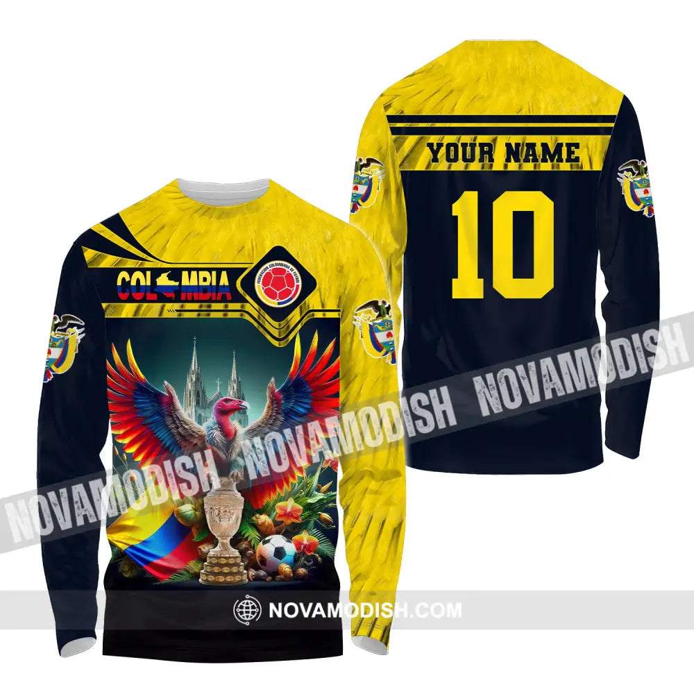 Unisex Shirt Custom Name Colombia Football Polo Copa 2024 Hoodie Long Sleeve / S T-Shirt