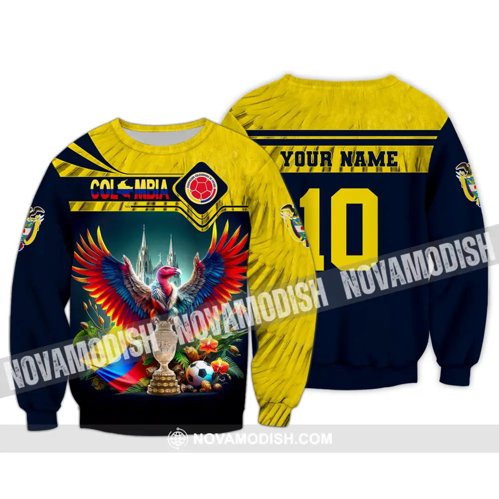 Unisex Shirt Custom Name Colombia Football Polo Copa 2024 Hoodie Long Sleeve / S T-Shirt