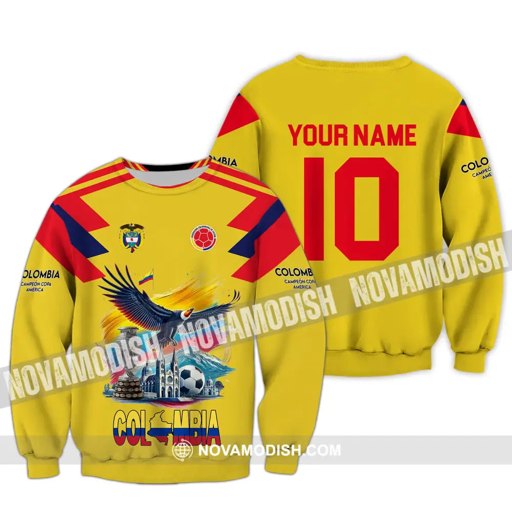 Unisex Shirt Custom Name Colombia Football Polo Copa 2024 Hoodie Long Sleeve / S T-Shirt