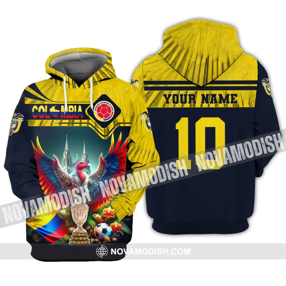 Unisex Shirt Custom Name Colombia Football Polo Copa 2024 Hoodie Long Sleeve / S T-Shirt