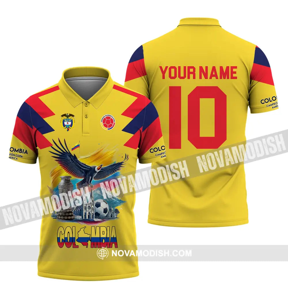 Unisex Shirt Custom Name Colombia Football Polo Copa 2024 Hoodie Long Sleeve / S T-Shirt