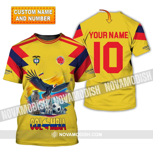 Unisex Shirt Custom Name Colombia Football Polo Copa 2024 Hoodie Long Sleeve T-Shirt