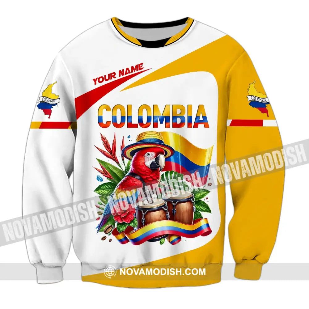 Unisex Shirt Custom Name Colombia Gift For Lover Long Sleeve / S T-Shirt