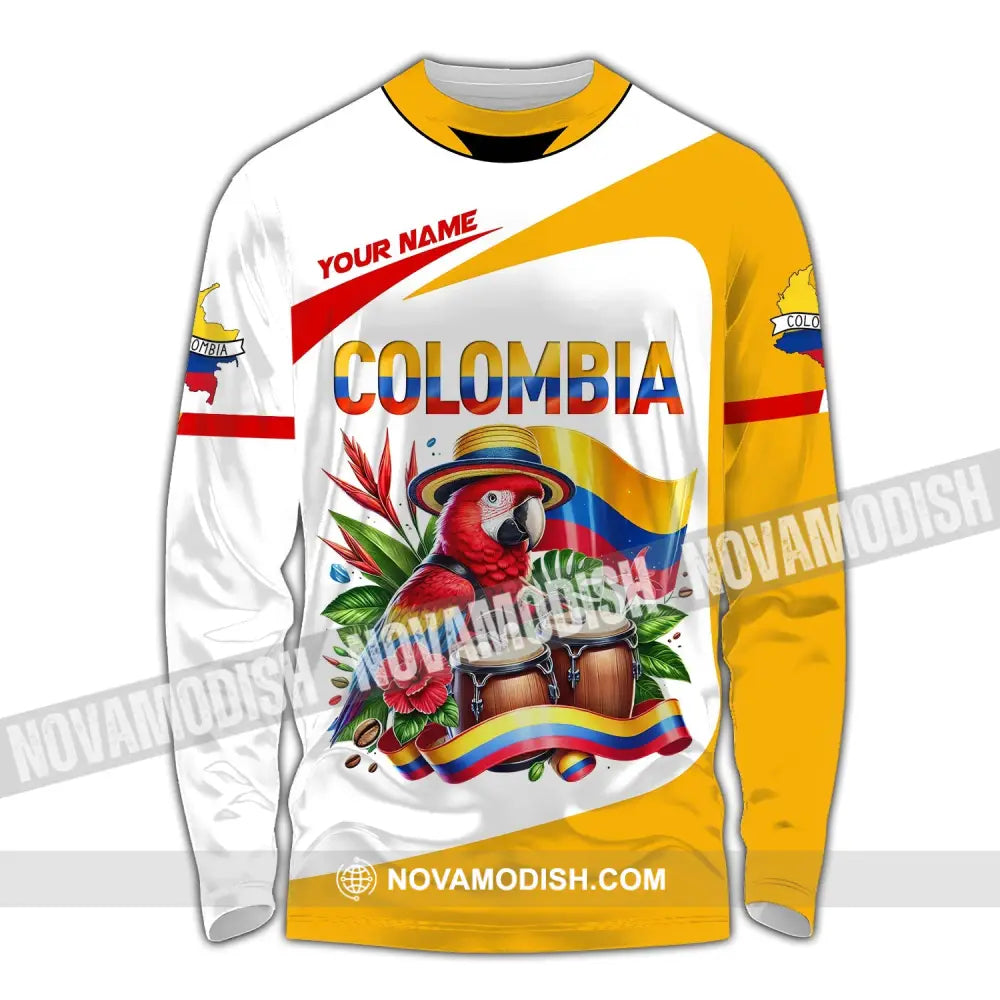 Unisex Shirt Custom Name Colombia Gift For Lover Long Sleeve / S T-Shirt