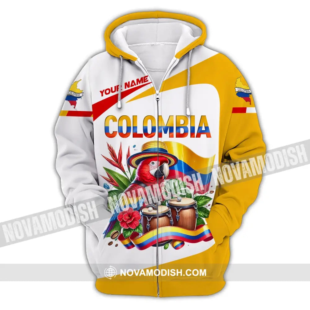 Unisex Shirt Custom Name Colombia Gift For Lover Zipper Hoodie / S T-Shirt