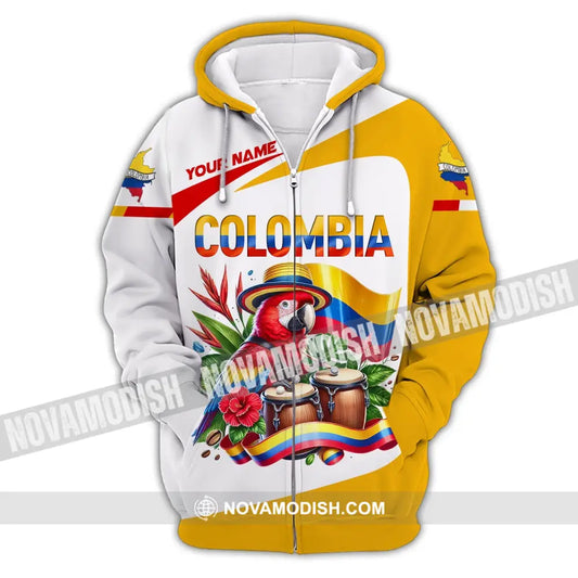 Unisex Shirt Custom Name Colombia Gift For Lover Zipper Hoodie / S T-Shirt