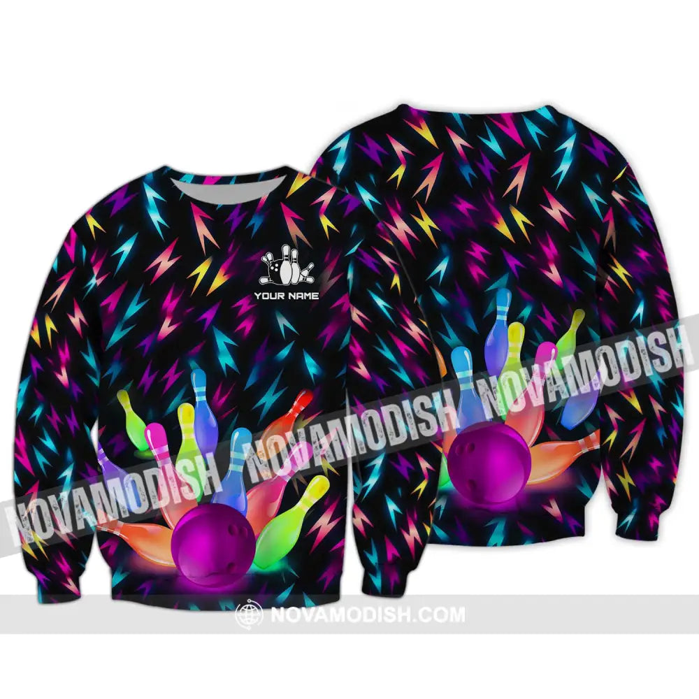 Unisex Shirt - Custom Name Shirt Color Bowling Ball Shirt Long Sleeve / S T-shirt