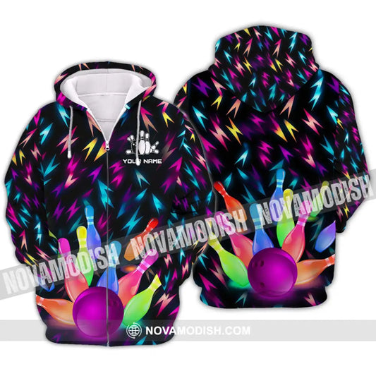 Unisex Shirt - Custom Name Shirt Color Bowling Ball Shirt Zipper Hoodie / S T-shirt