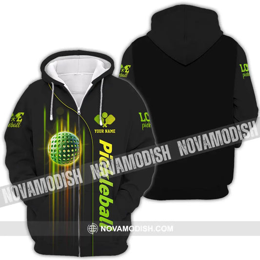 Unisex Shirt - Custom Name Shirt Colorful Line Pickleball Zipper Hoodie / S T-shirt