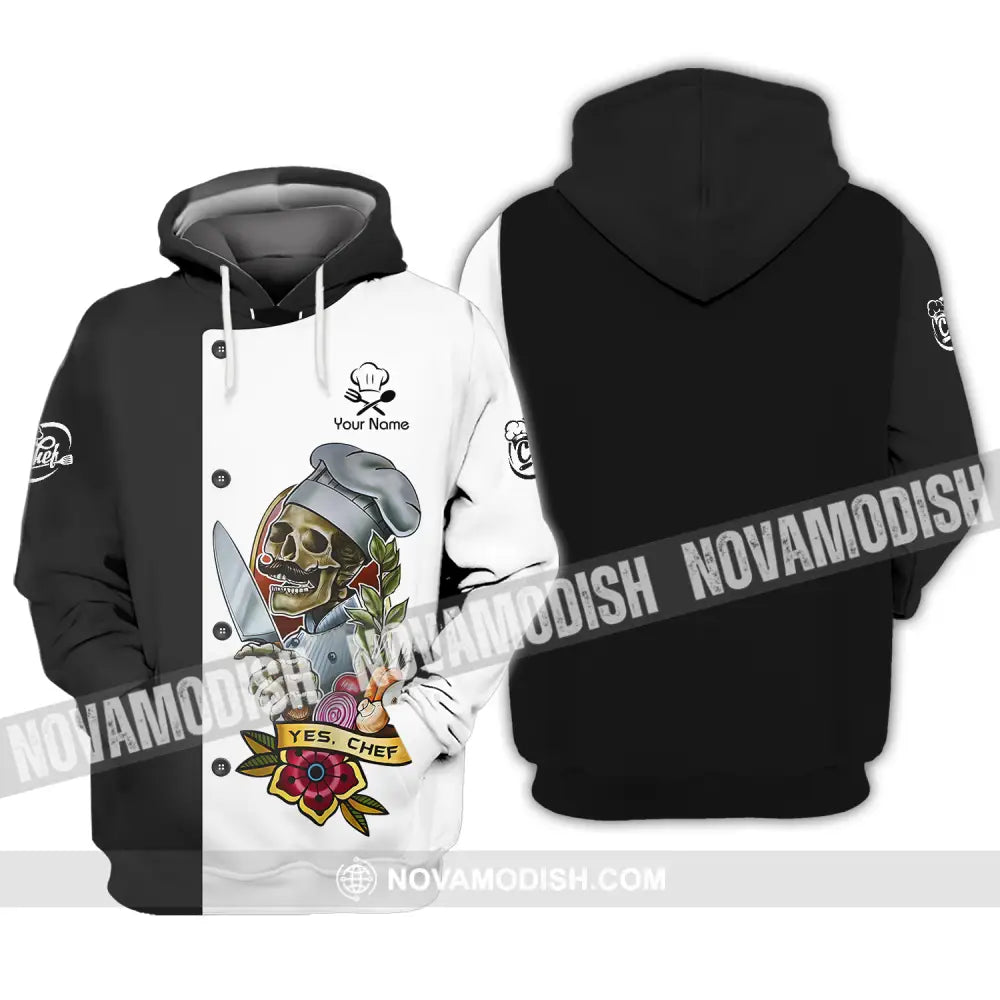 Unisex Shirt - Custom Name Cooking Lover Shirt Yes Skull Chef Hoodie / S T-shirt