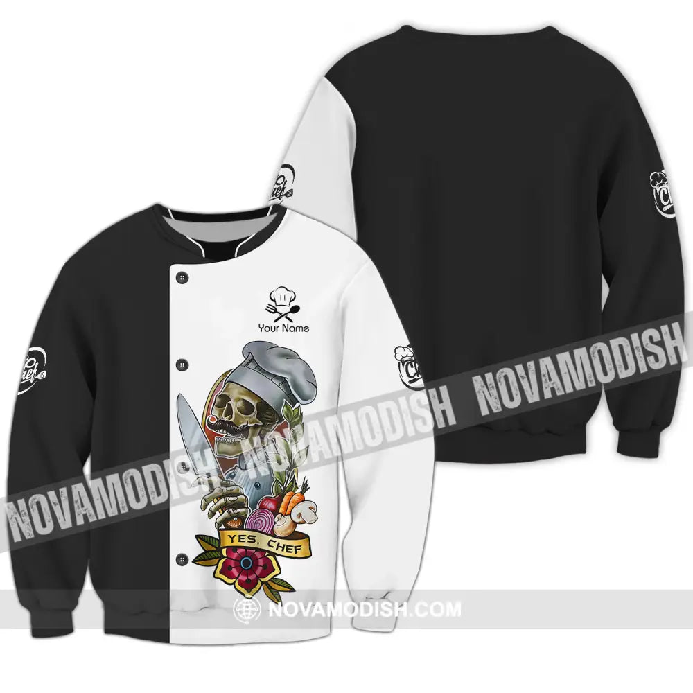 Unisex Shirt - Custom Name Cooking Lover Shirt Yes Skull Chef Long Sleeve / S T-shirt