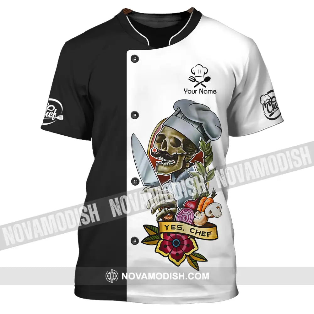 Unisex Shirt - Custom Name Cooking Lover Shirt Yes Skull Chef T-Shirt / S T-shirt