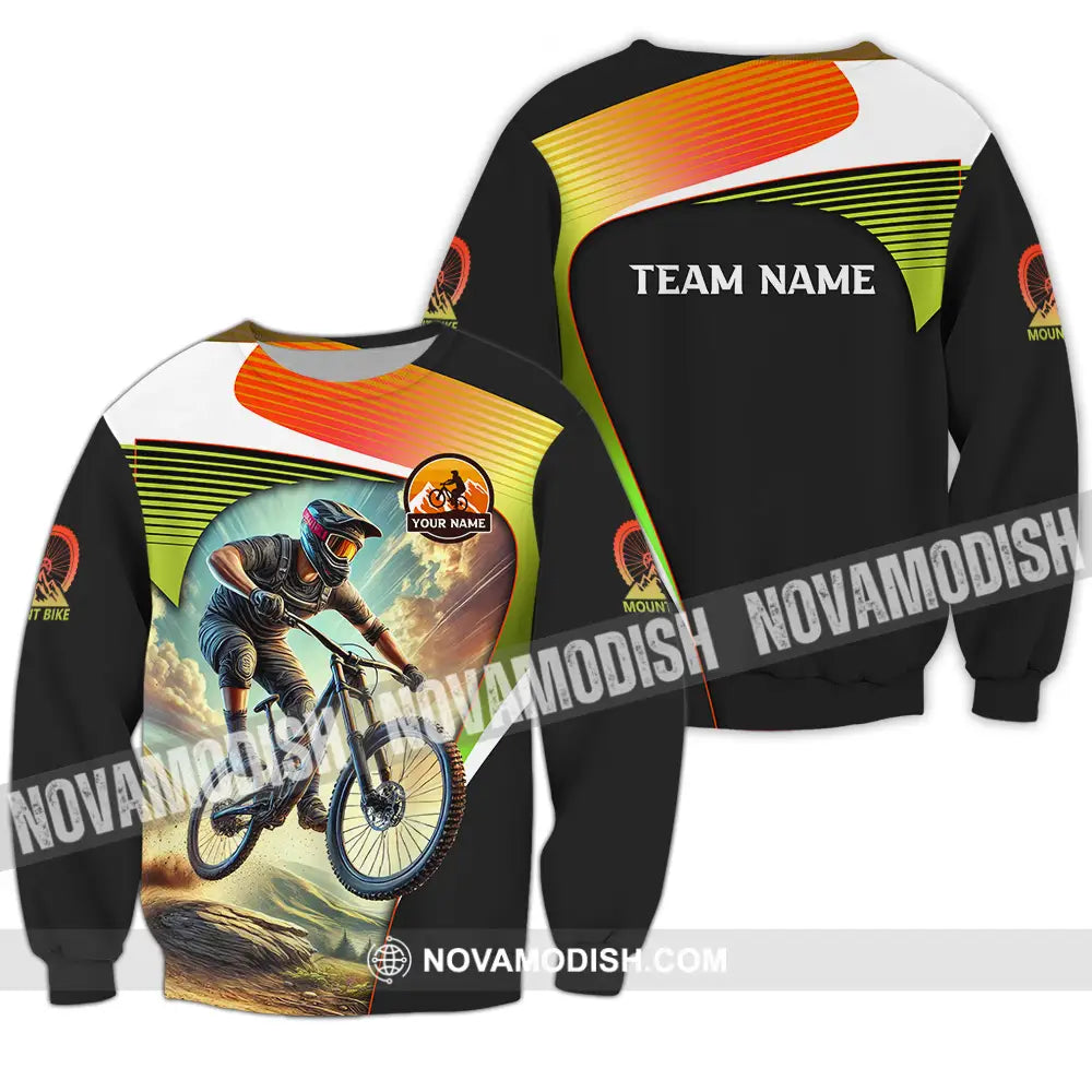 Unisex Shirt - Custom Name Cool Mountain Bike Shirt Long Sleeve / S T-shirt