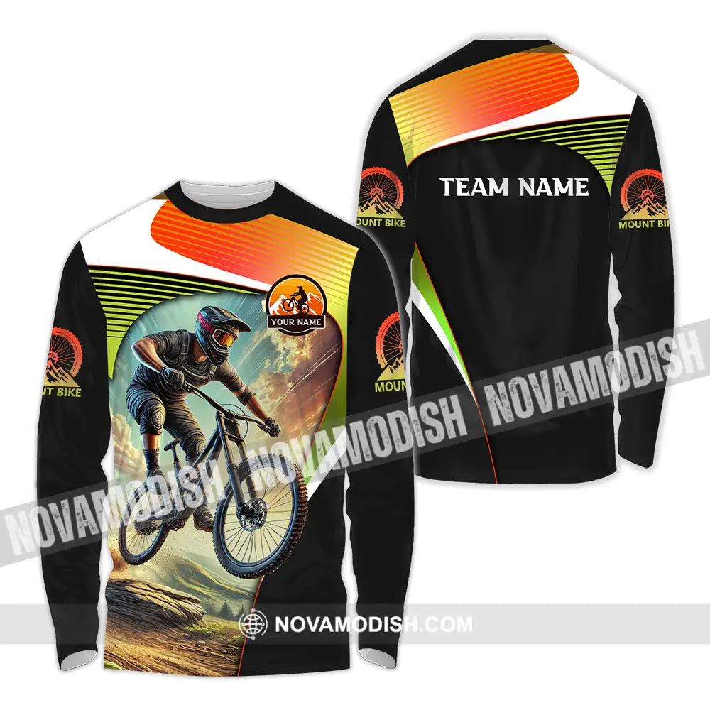 Unisex Shirt - Custom Name Cool Mountain Bike Shirt Long Sleeve Shirt / S T-shirt