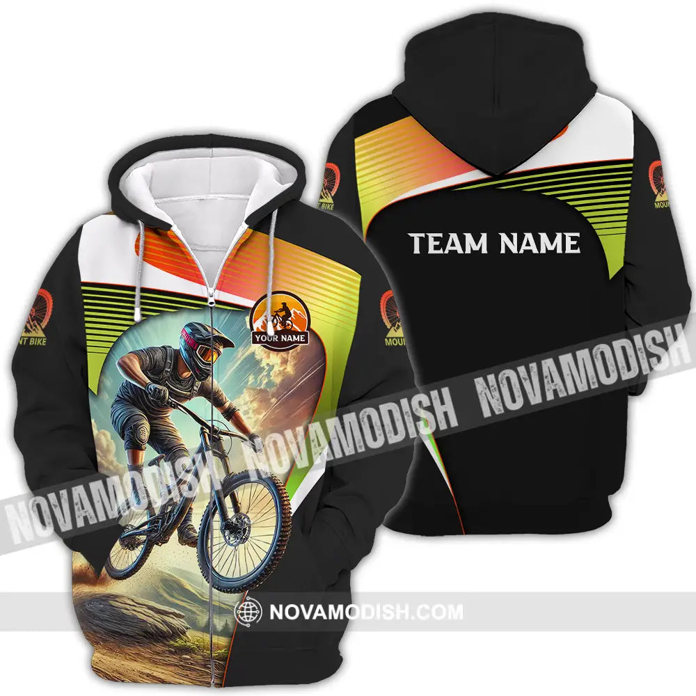 Unisex Shirt - Custom Name Cool Mountain Bike Shirt Zipper Hoodie / S T-shirt