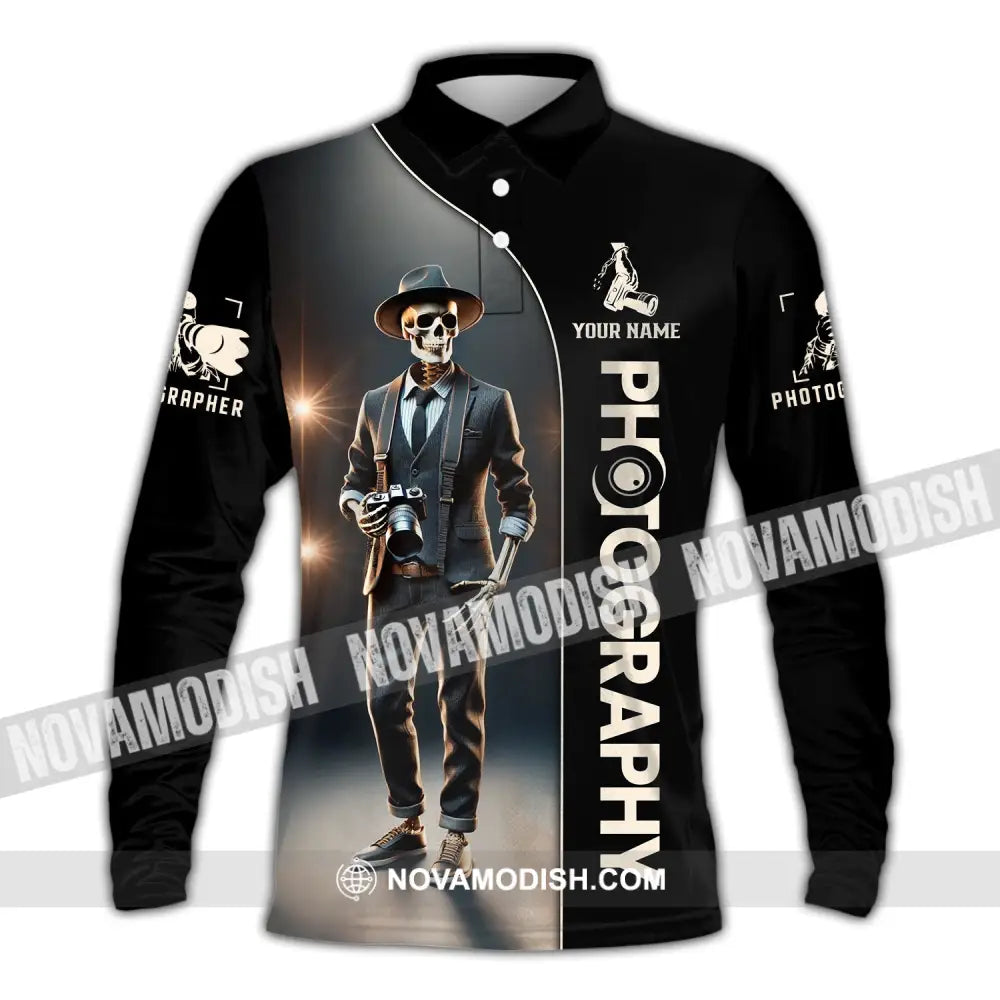 Unisex Shirt - Custom Name Cool Photography Long Sleeve Polo / S T-Shirt