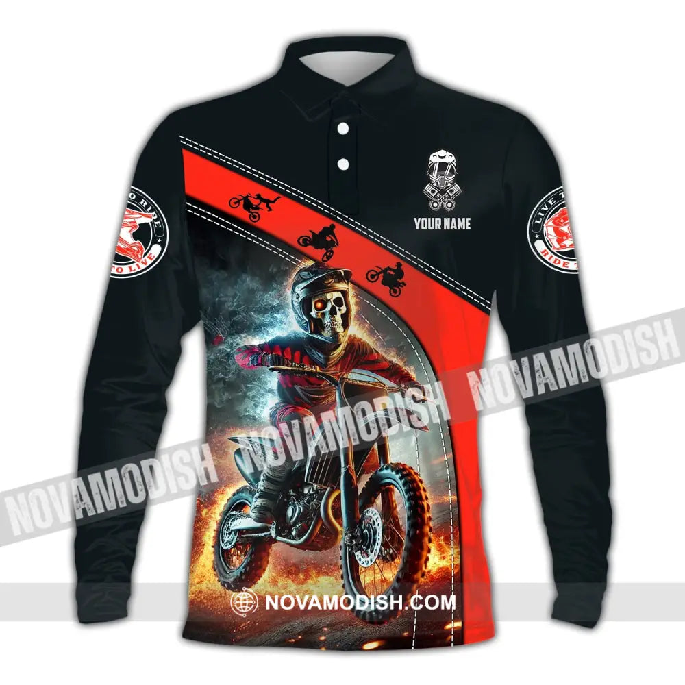 Unisex Shirt - Custom Name Cool Rider Long Sleeve Polo / S T-Shirt