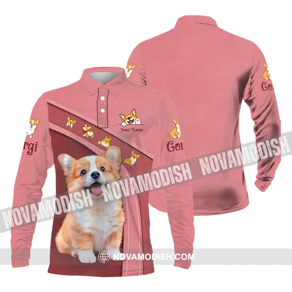 Unisex Shirt Custom Name Corgi Hoodie Polo Long Sleeve Lover / S T-Shirt