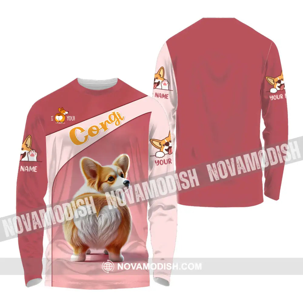 Unisex Shirt Custom Name Corgi Hoodie Polo Long Sleeve Lover / S T-Shirt