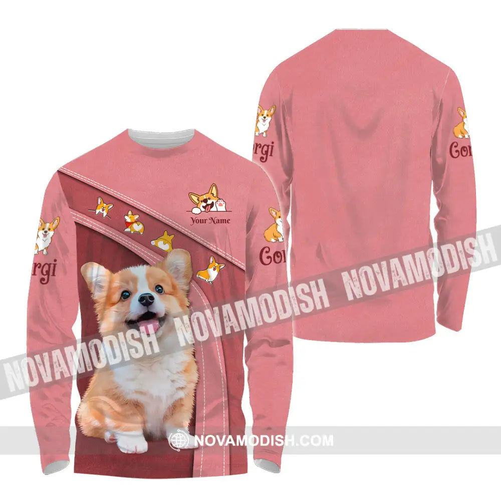 Unisex Shirt Custom Name Corgi Hoodie Polo Long Sleeve Lover / S T-Shirt