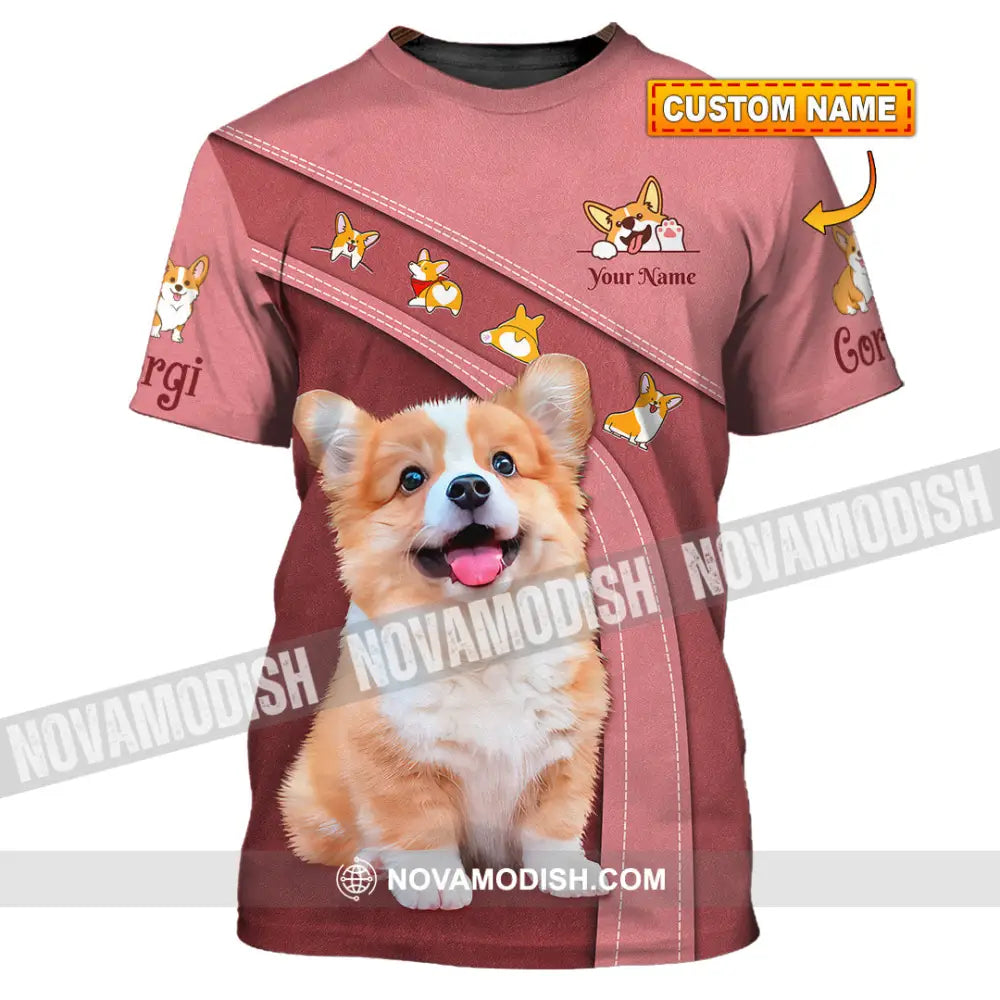 Unisex Shirt Custom Name Corgi Hoodie Polo Long Sleeve Lover T-Shirt