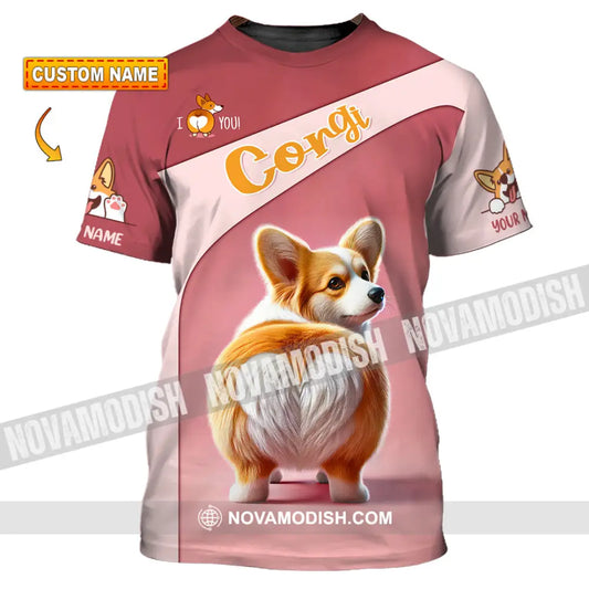 Unisex Shirt Custom Name Corgi Hoodie Polo Long Sleeve Lover T-Shirt