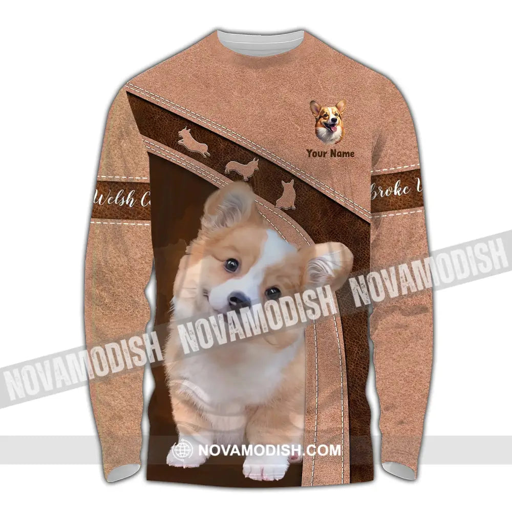 Unisex Shirt Custom Name Corgi T-Shirt For Dog Lover Pet Apparel Long Sleeve / S T-Shirt