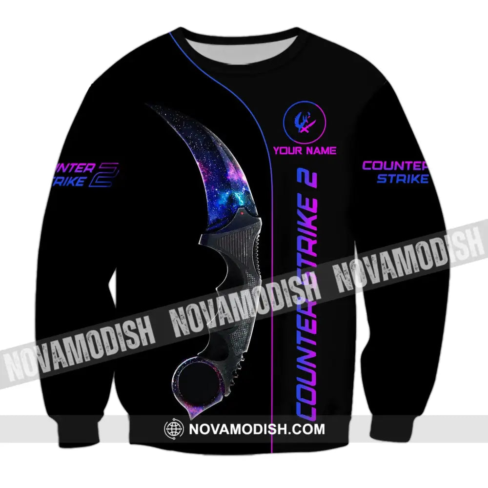 Unisex Shirt - Custom Name Counter Strike Galaxy Long Sleeve / S T-Shirt