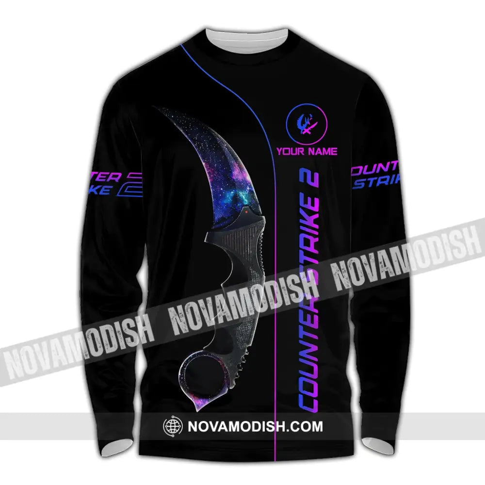 Unisex Shirt - Custom Name Counter Strike Galaxy Long Sleeve / S T-Shirt