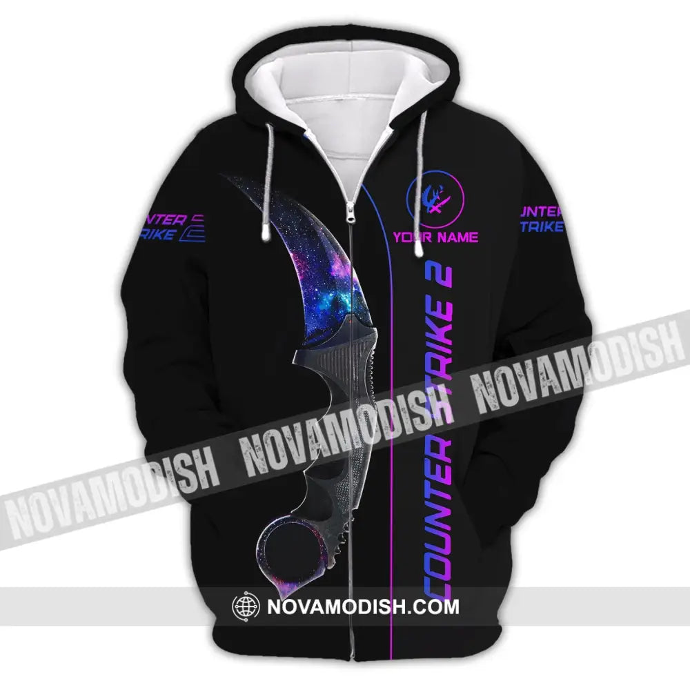 Unisex Shirt - Custom Name Counter Strike Galaxy Zipper Hoodie / S T-Shirt