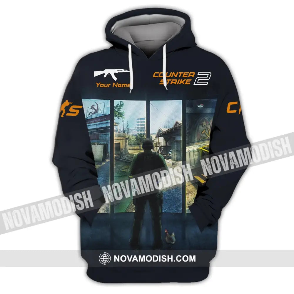 Unisex Shirt Custom Name Counter Strike Game Hoodie Polo Long Sleeve / S T-Shirt