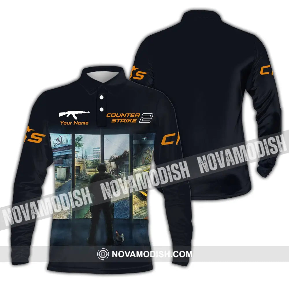 Unisex Shirt Custom Name Counter Strike Game Hoodie Polo Long Sleeve / S T-Shirt