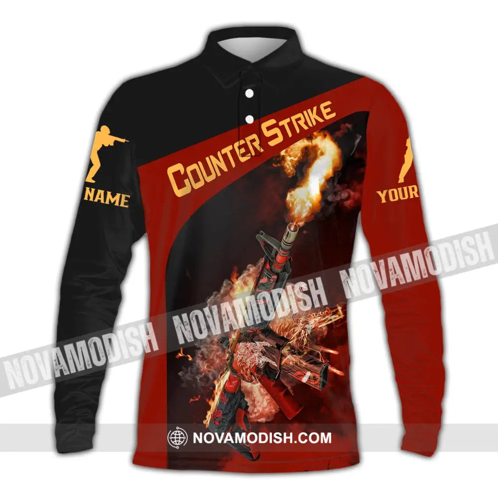 Unisex Shirt Custom Name Counter Strike Game Hoodie Polo Long Sleeve / S T-Shirt