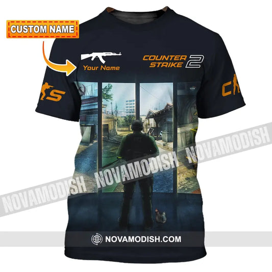 Unisex Shirt Custom Name Counter Strike Game Hoodie Polo Long Sleeve T-Shirt