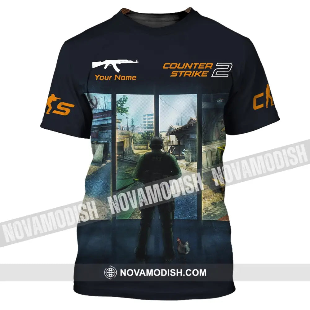 Unisex Shirt Custom Name Counter Strike Game Hoodie Polo Long Sleeve T-Shirt / S T-Shirt