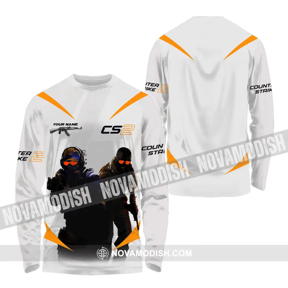 Unisex Shirt Custom Name Counter Strike Game T-Shirt Gamer Gift Long Sleeve / S T-Shirt