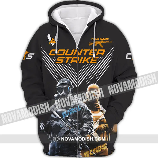 Unisex Shirt Custom Name Counter Strike Game T-Shirt Gamer Gift Zipper Hoodie / S T-Shirt