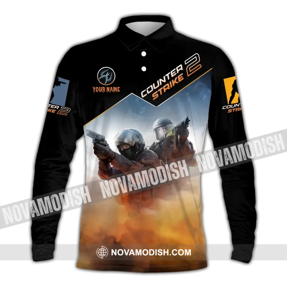 Unisex Shirt - Custom Name Counter Strike Long Sleeve Polo / S T-Shirt