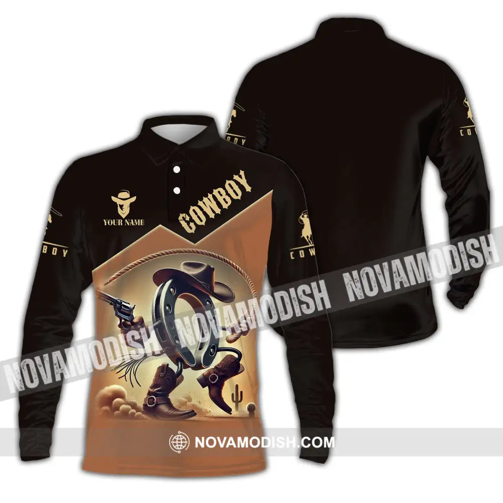 Unisex Shirt Custom Name Cowboy Lover T-Shirt Long Sleeve Polo / S T-Shirt