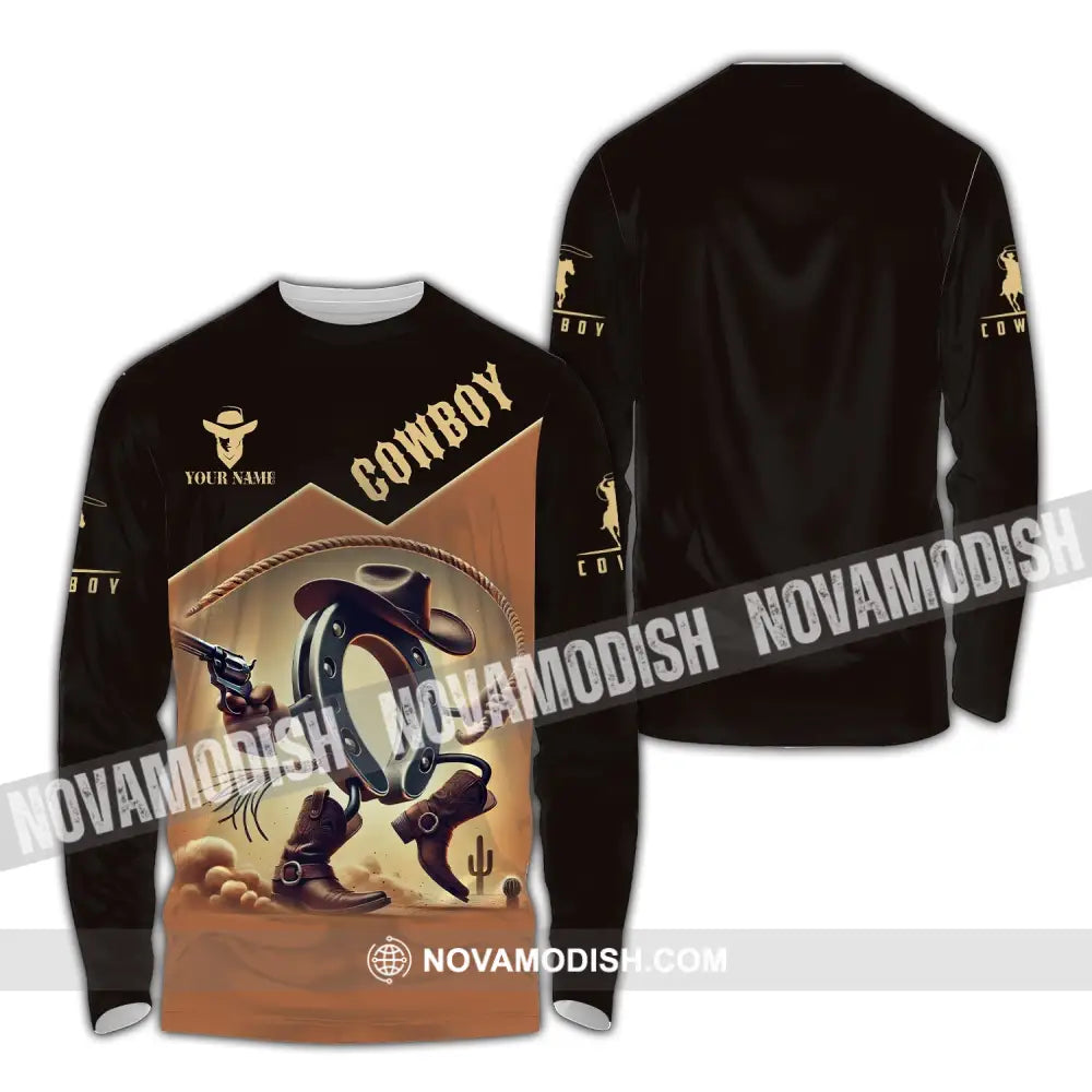 Unisex Shirt Custom Name Cowboy Lover T-Shirt Long Sleeve / S T-Shirt