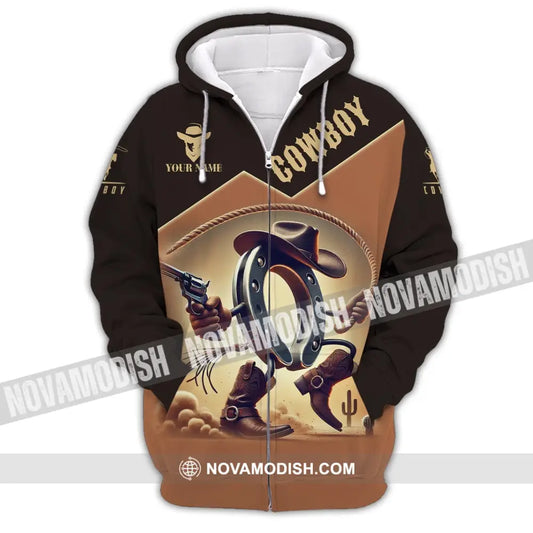 Unisex Shirt Custom Name Cowboy Lover T-Shirt Zipper Hoodie / S T-Shirt